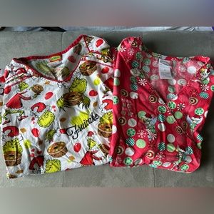 Christmas scrub top bundle of 2! Size medium